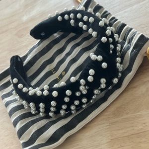 Black knotted pearl embellished headband